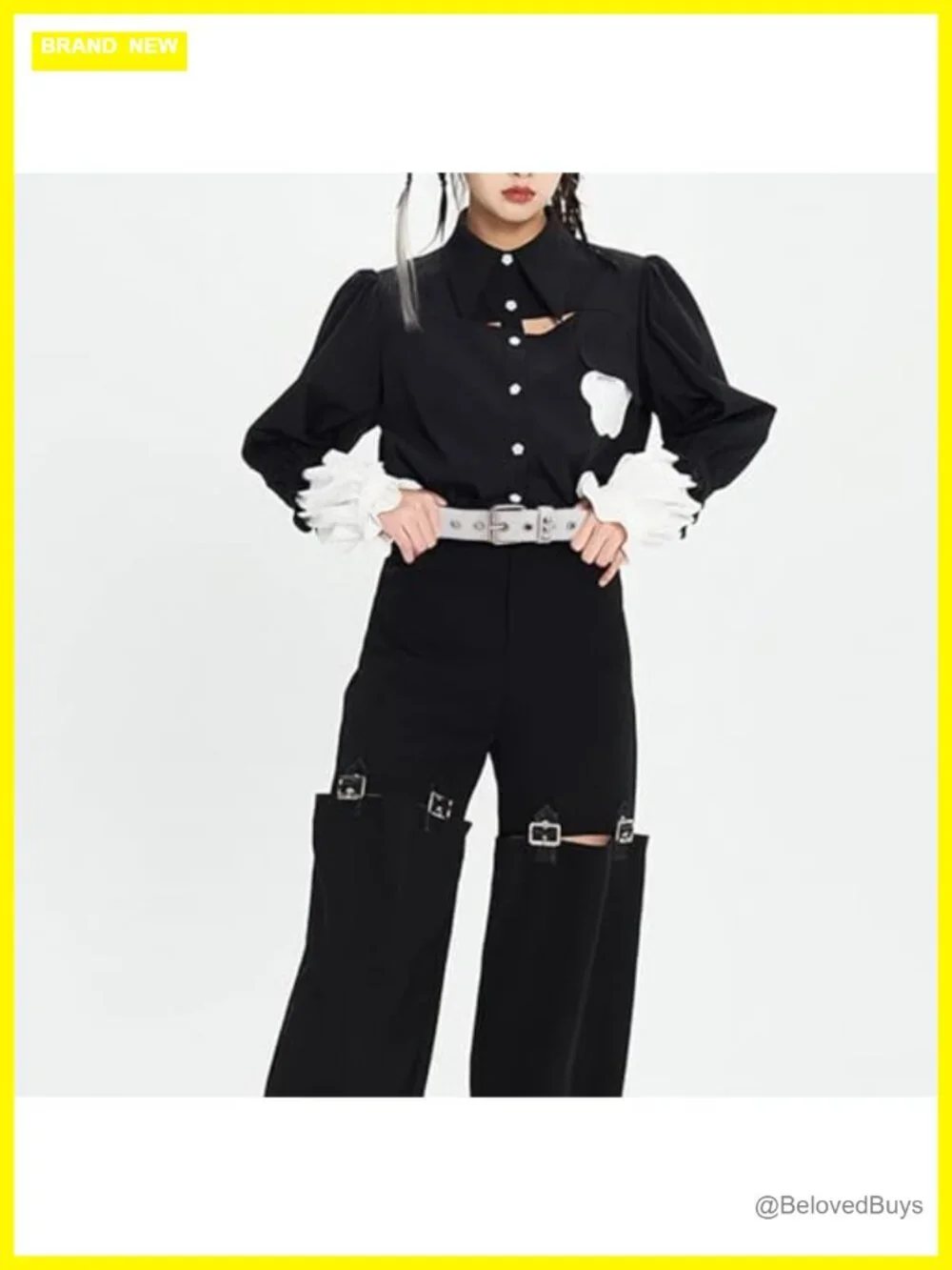 3 Pcs Studded Belt Set Faux Leather Y2K Star Goth Punk Rock Double Grommet